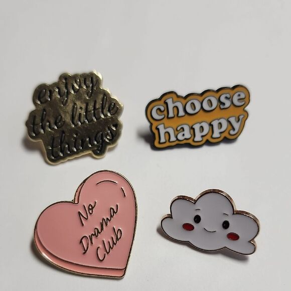 Cute Enamel Pin Set - Pink, Yellow, Gray - Picture 1 of 3